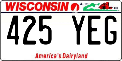 WI license plate 425YEG