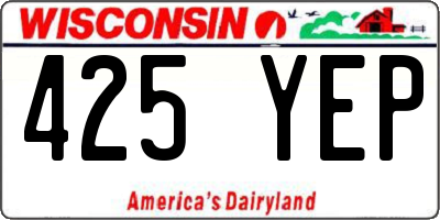 WI license plate 425YEP