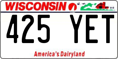 WI license plate 425YET