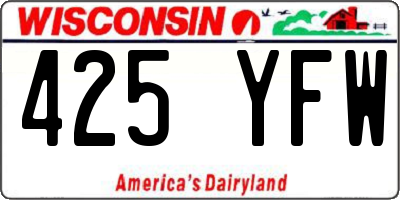 WI license plate 425YFW