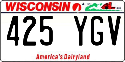 WI license plate 425YGV