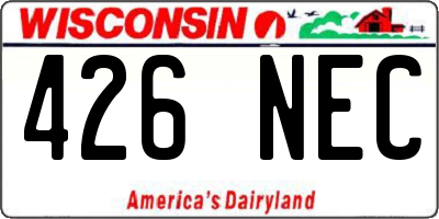 WI license plate 426NEC
