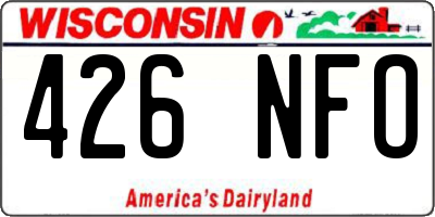 WI license plate 426NFO