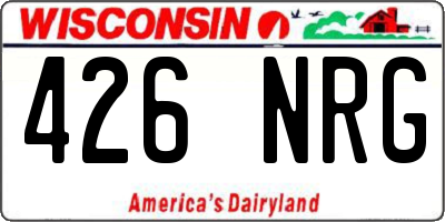 WI license plate 426NRG
