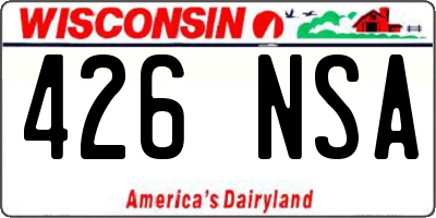 WI license plate 426NSA