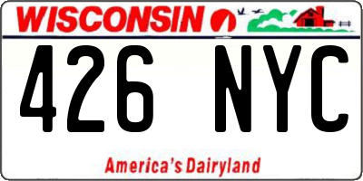 WI license plate 426NYC