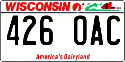 WI license plate 426OAC