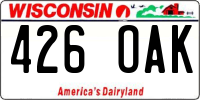 WI license plate 426OAK