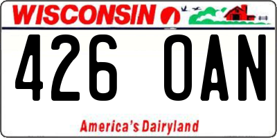 WI license plate 426OAN