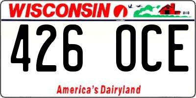 WI license plate 426OCE