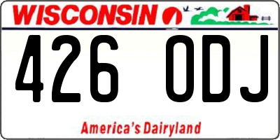 WI license plate 426ODJ
