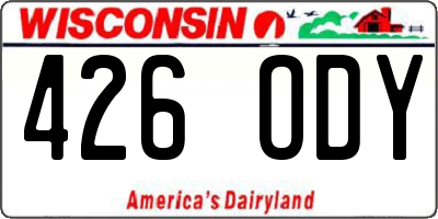 WI license plate 426ODY