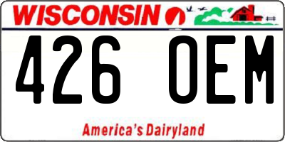 WI license plate 426OEM