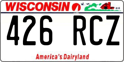 WI license plate 426RCZ