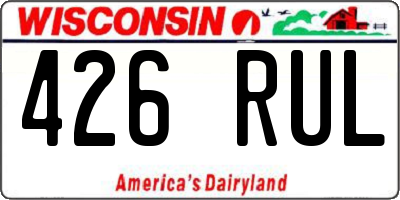 WI license plate 426RUL