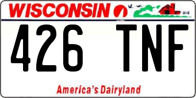 WI license plate 426TNF