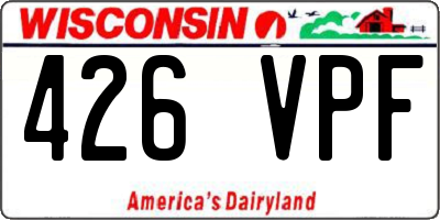 WI license plate 426VPF