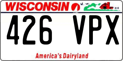 WI license plate 426VPX