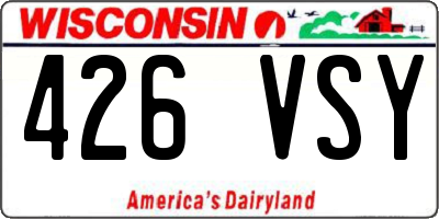 WI license plate 426VSY
