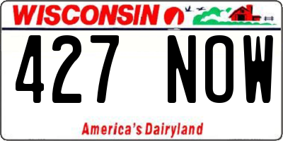 WI license plate 427NOW