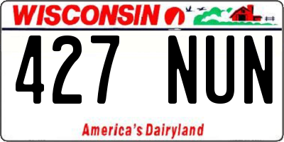 WI license plate 427NUN