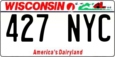 WI license plate 427NYC