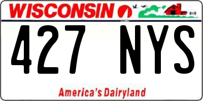 WI license plate 427NYS
