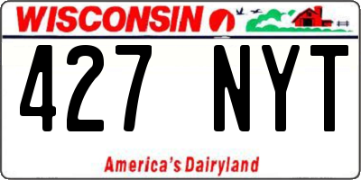 WI license plate 427NYT
