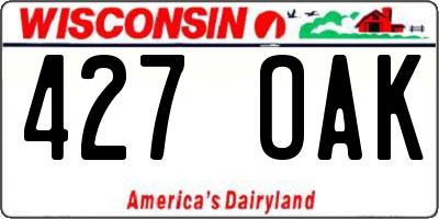 WI license plate 427OAK