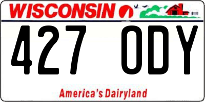 WI license plate 427ODY