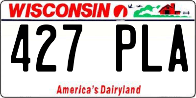 WI license plate 427PLA
