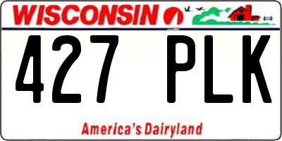 WI license plate 427PLK