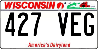 WI license plate 427VEG