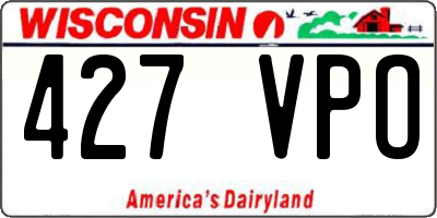 WI license plate 427VPO