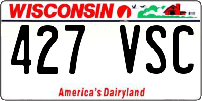 WI license plate 427VSC