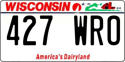 WI license plate 427WRO