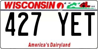 WI license plate 427YET