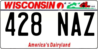 WI license plate 428NAZ