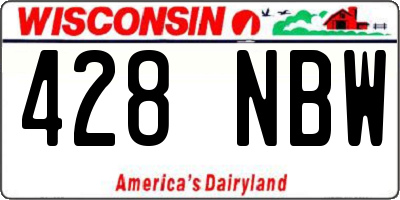 WI license plate 428NBW