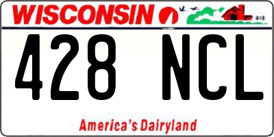 WI license plate 428NCL