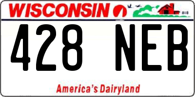 WI license plate 428NEB