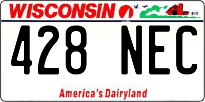 WI license plate 428NEC
