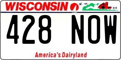 WI license plate 428NOW