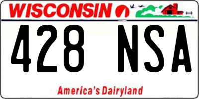 WI license plate 428NSA