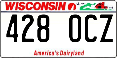 WI license plate 428OCZ