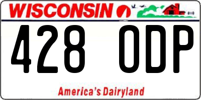 WI license plate 428ODP