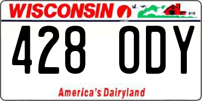 WI license plate 428ODY
