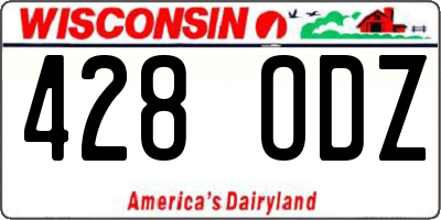 WI license plate 428ODZ