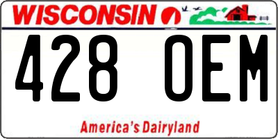WI license plate 428OEM