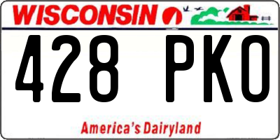 WI license plate 428PKO